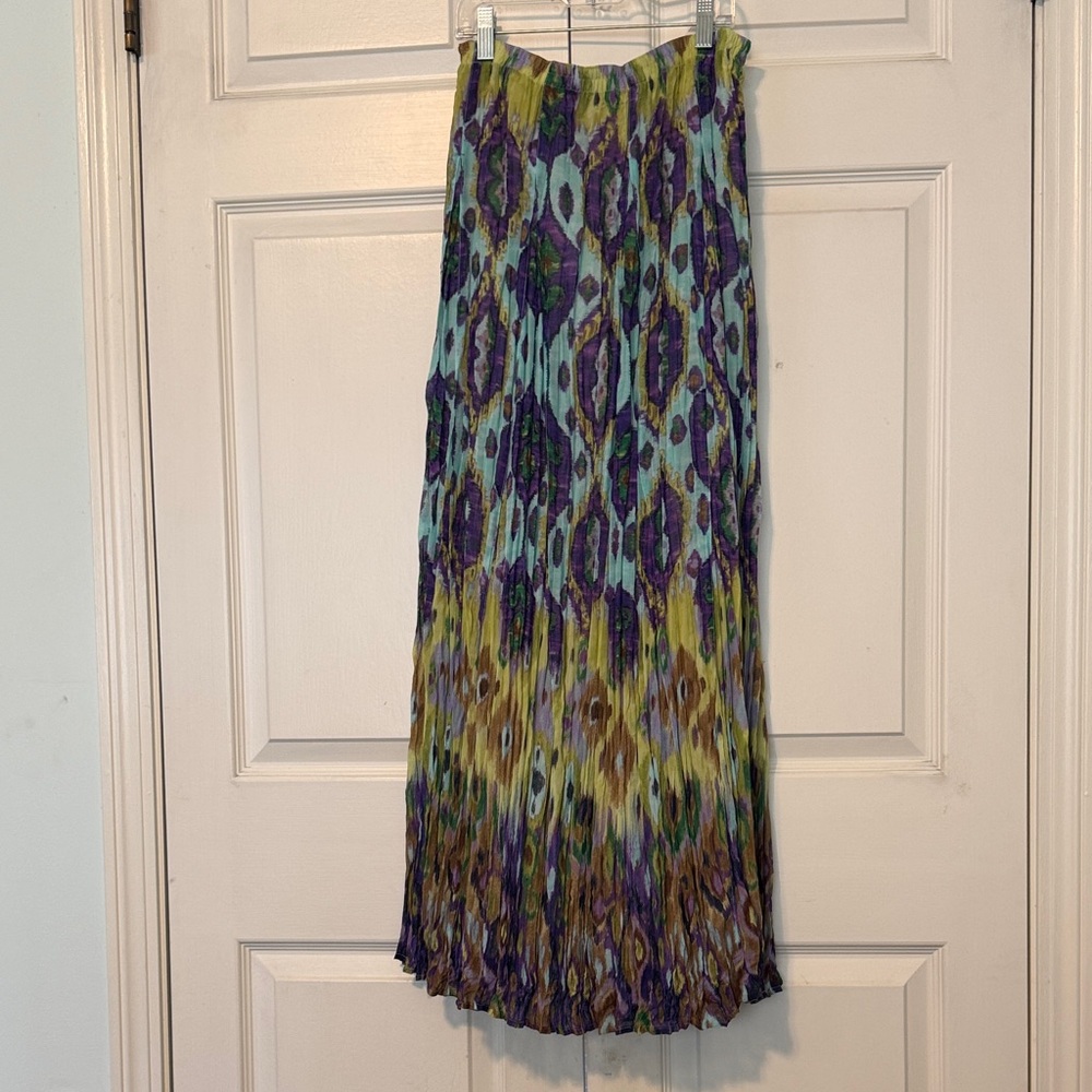 Chico’s Multicolor Geometric Patterned Maxi Pleat… - image 1